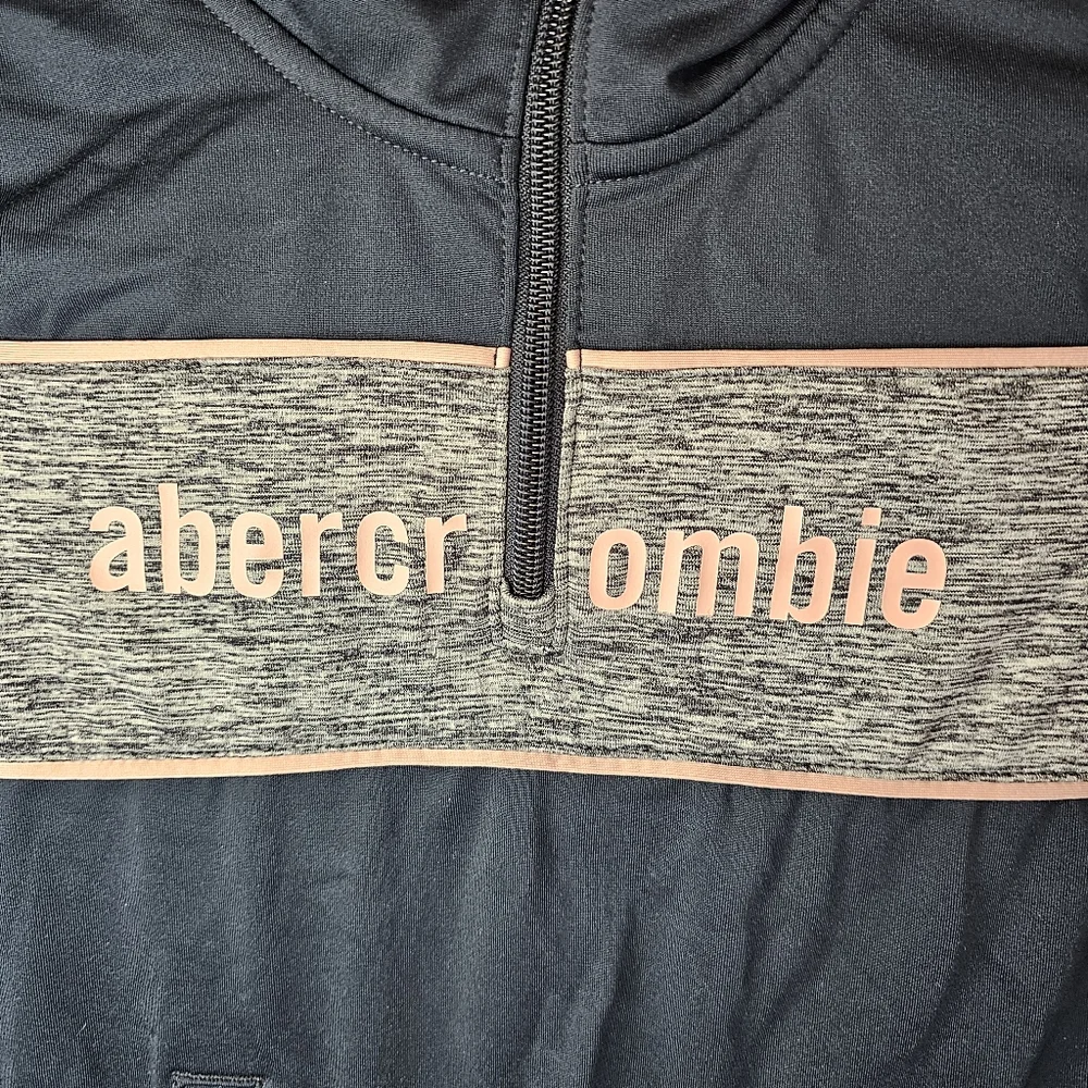 Abercrombie Kids Sport Hoodie Quarter Zip Navy Pink Gray Size 5/6